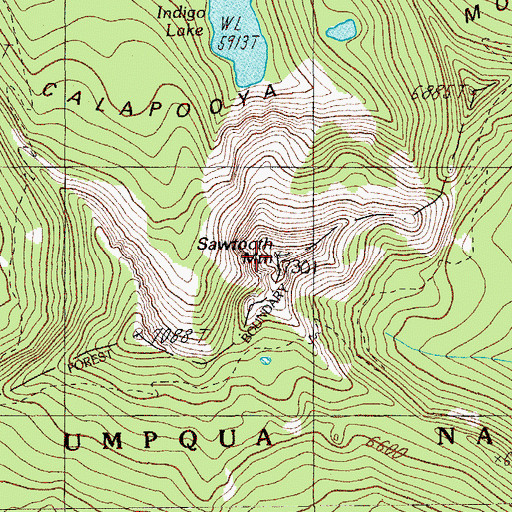 Topographic Map of Sawtooth Mountain, OR