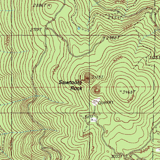 Topographic Map of Sawtooth Rock, OR