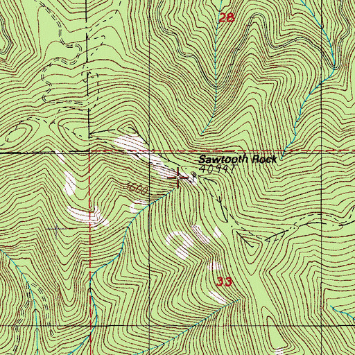 Topographic Map of Sawtooth Rock, OR