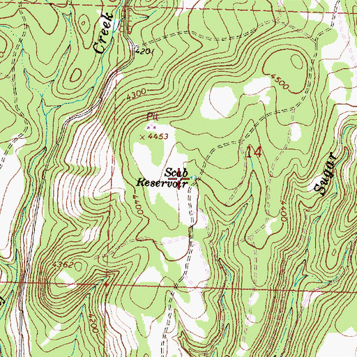 Topographic Map of Scab Reservoir, OR