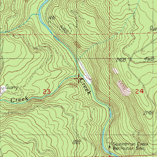 Topographic Map of Scaredman Creek, OR