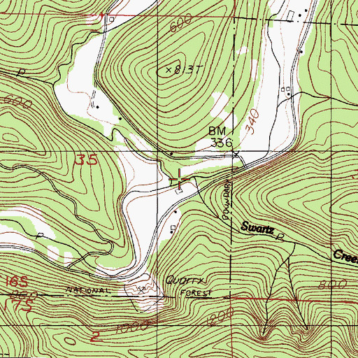 Topographic Map of Swartz Creek, OR
