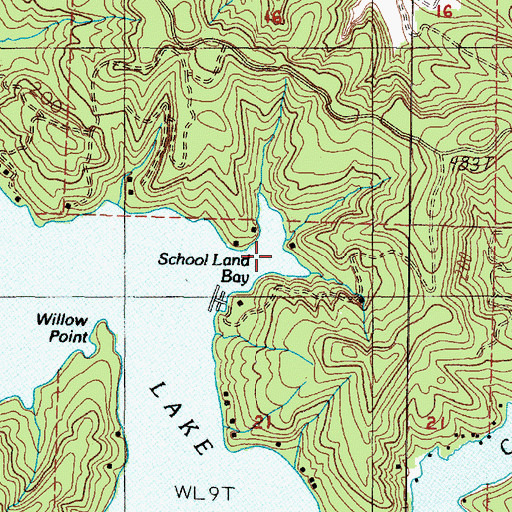 Topographic Map of School Land Bay, OR