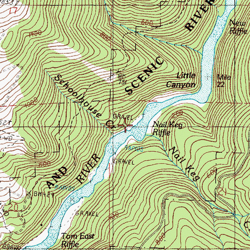 Topographic Map of Schoolhouse Creek, OR