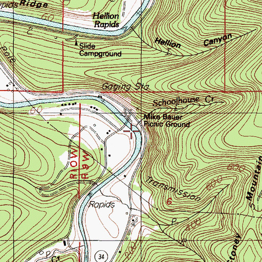 Topographic Map of Schoolhouse Creek, OR