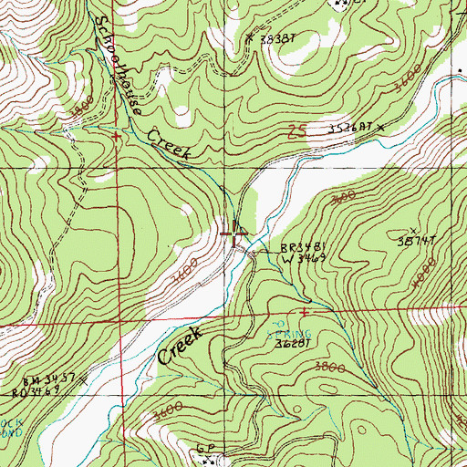 Topographic Map of Schoolhouse Creek, OR