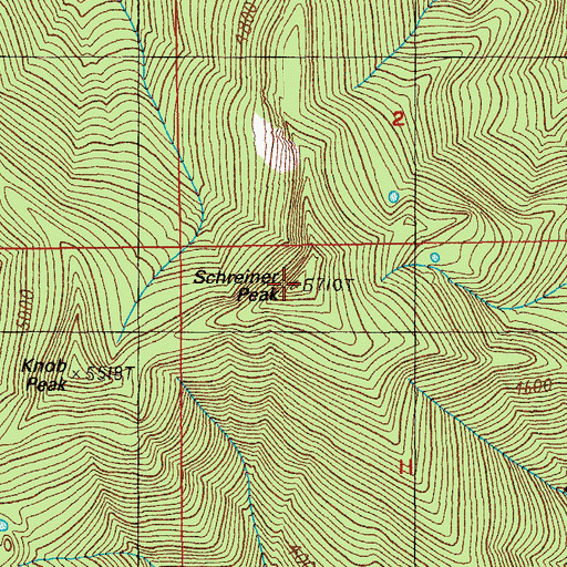 Topographic Map of Schreiner Peak, OR