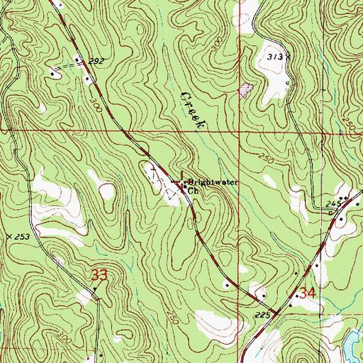Topographic Map of Brightwater Methodist Church, AL
