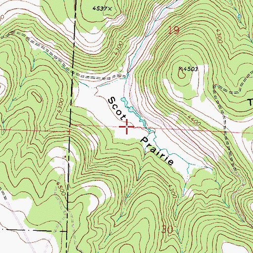 Topographic Map of Scot Prairie, OR
