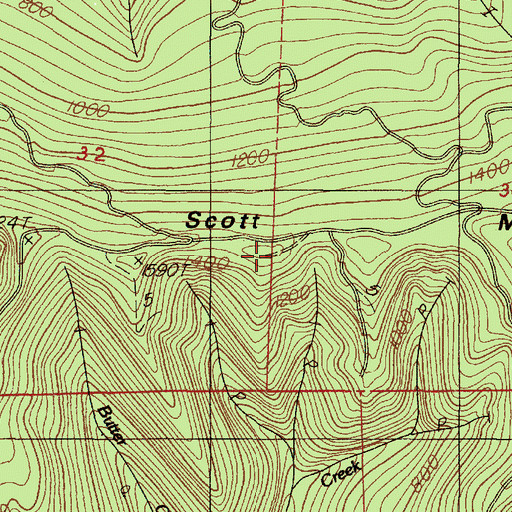 Topographic Map of Scott Mountain, OR