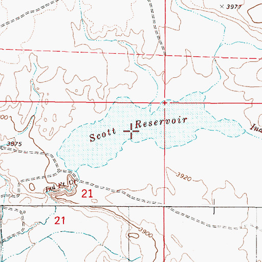 Topographic Map of Scott Reservoir, OR