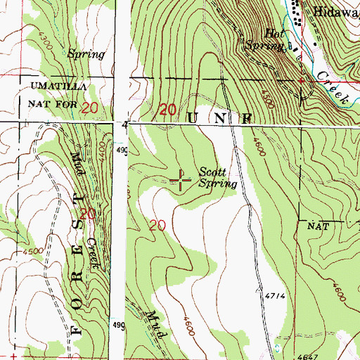 Topographic Map of Scott Spring, OR