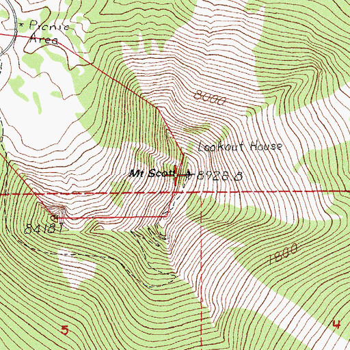 Topographic Map of Mount Scott, OR