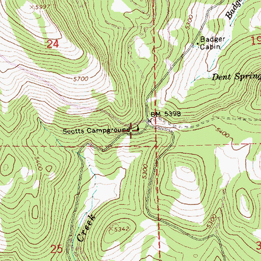 Topographic Map of Scotts Recreation Site, OR