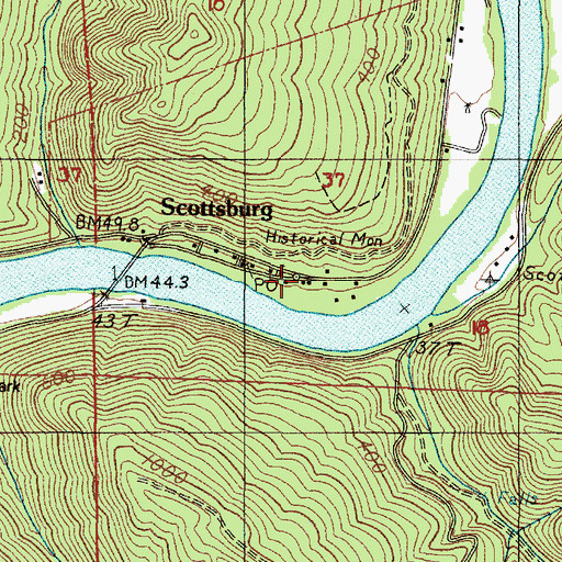 Topographic Map of Scottsburg, OR
