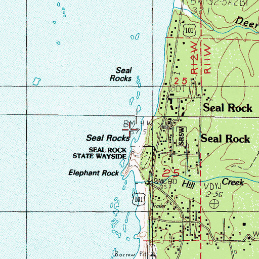 Topographic Map of Seal Rock, OR