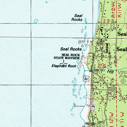 Topographic Map of Seal Rock State Recreation Site, OR