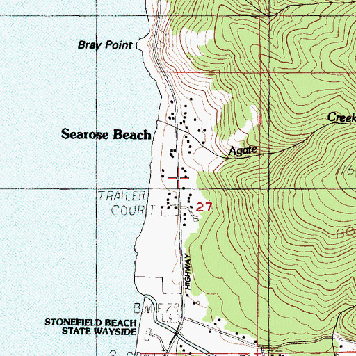 Topographic Map of Searose Beach, OR