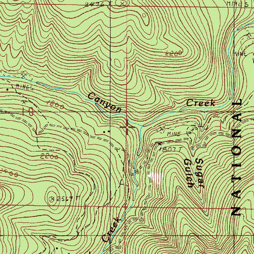 Topographic Map of Sebastopol Creek, OR