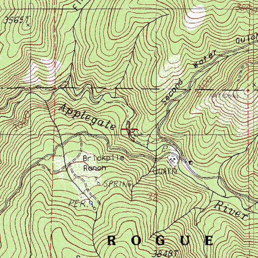 Topographic Map of Second Water Gulch, OR