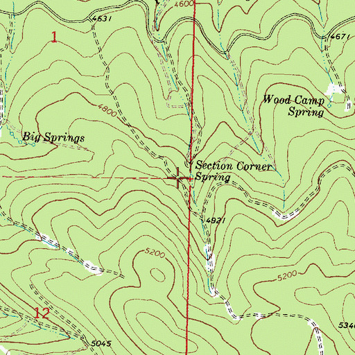 Topographic Map of Section Corner Spring, OR