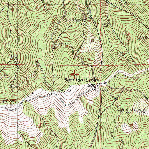 Topographic Map of Section Line Gap, OR