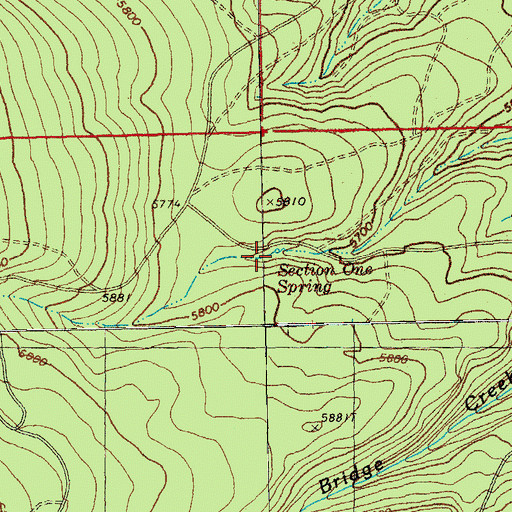 Topographic Map of Section One Spring, OR