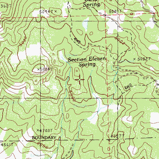 Topographic Map of Section 11 Spring, OR