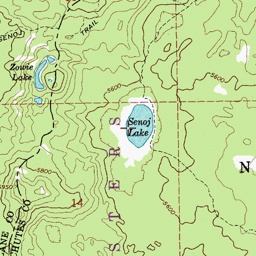 Topographic Map of Senoj Lake, OR