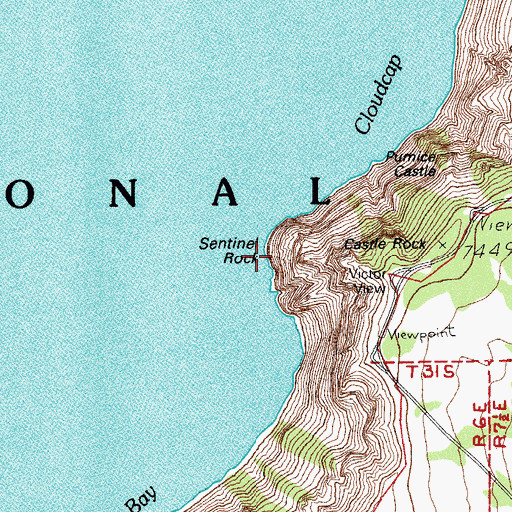 Topographic Map of Sentinel Rock, OR