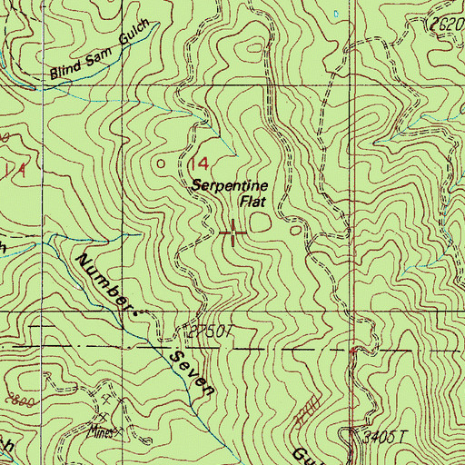 Topographic Map of Serpentine Flat, OR