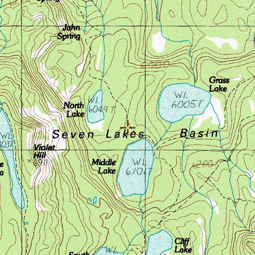 Topographic Map of Seven Lakes Basin, OR