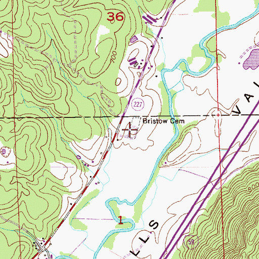 Topographic Map of Bristow Cemetery, AL