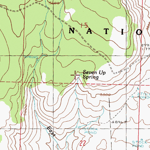 Topographic Map of Seven Up Spring, OR