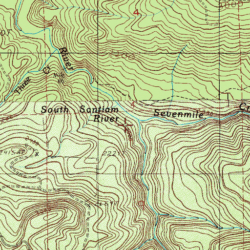 Topographic Map of Sevenmile Creek, OR