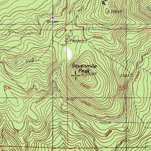 Topographic Map of Sevenmile Peak, OR