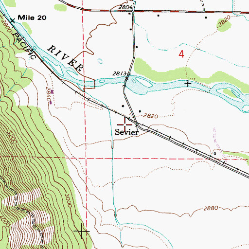Topographic Map of Sevier, OR