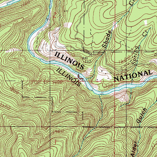 Topographic Map of Shade Creek, OR
