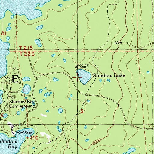 Topographic Map of Shadow Lake, OR