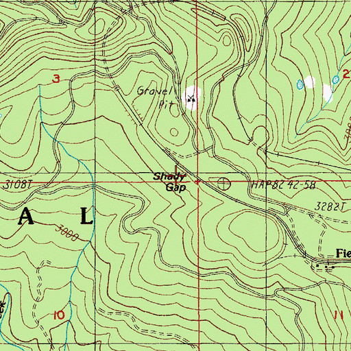Topographic Map of Shady Gap, OR