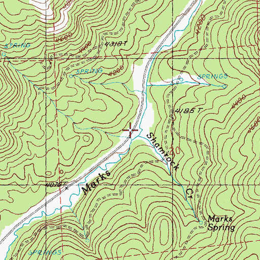 Topographic Map of Shamrock Creek, OR