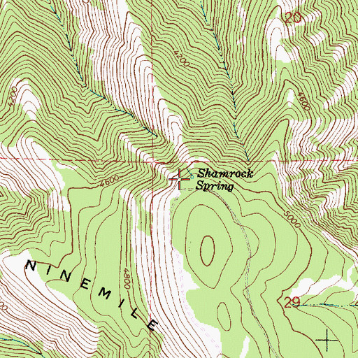 Topographic Map of Shamrock Spring, OR