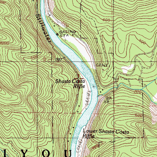 Topographic Map of Shasta Costa Riffle, OR