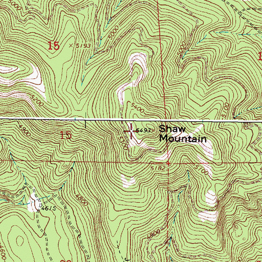 Topographic Map of Shaw Mountain, OR