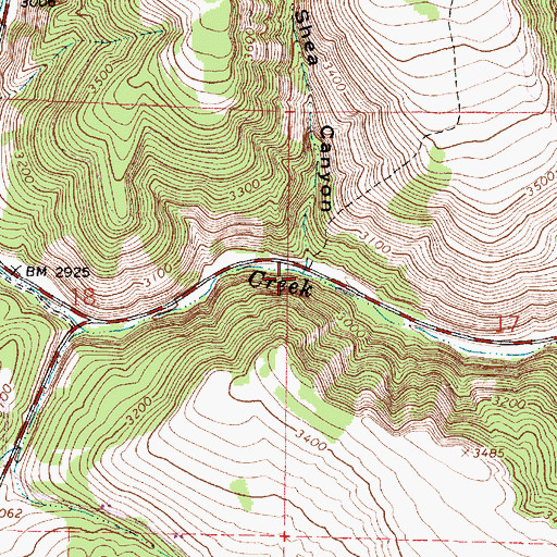 Topographic Map of Shea Canyon, OR