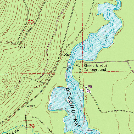 Topographic Map of Sheep Bridge Recreation Site, OR