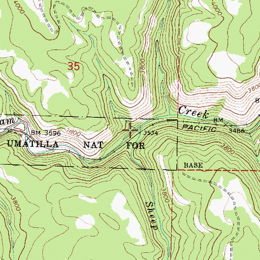 Topographic Map of Sheep Creek, OR