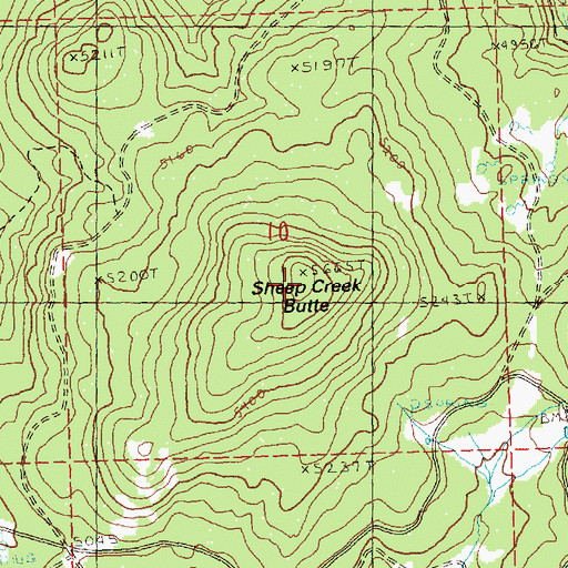 Topographic Map of Sheep Creek Butte, OR