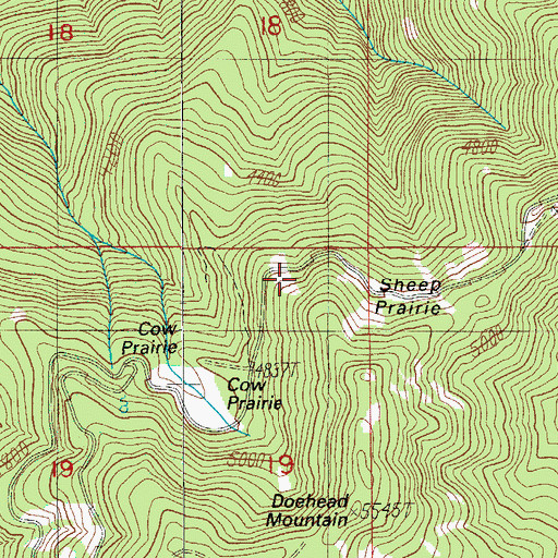 Topographic Map of Sheep Prairie, OR