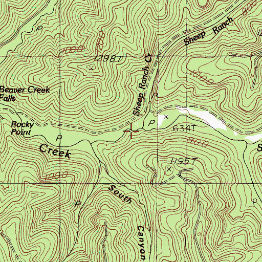 Topographic Map of Sheep Ranch Creek, OR